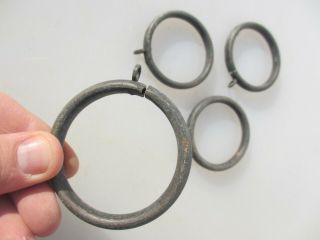 Large Antique Brass Curtain Rings Victorian Holder Hangers Brackets Old X4 2.  5 " W