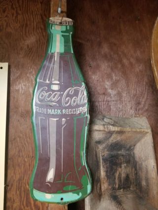 Vintage 1957 Coca Cola Soda Pop Bottle Gas Station 16 1/2 " Metal Sign