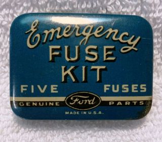 Vintage Ford Script Emergency Fuse Kit Tin With 5 Fuses