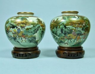 Japanese Satsuma Pair Antique Meiji Period Vases Signed Nikko - Stunning Quality