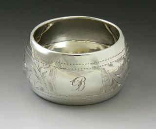 Antique 1929 English Sterling Silver Hand Engraved Napkin Ring 