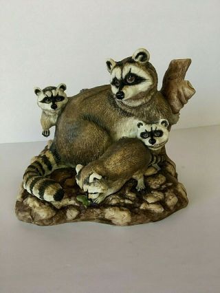 Vintage Raccoons Boehm 20120 Porcelain Sculpture Figurine 1980 