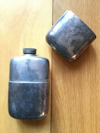 Antique Silver Plate Whiskey Hip Flask - James Dixon & Sons Sheffield.