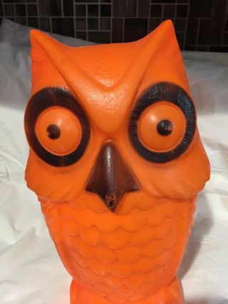 Vintage Halloween Blow Mold Orange Owl Tabletop Lighted Decoration HTF 3