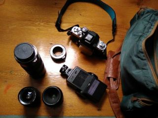 Vintage Nikon Fe 35mm Film Camera W/ Extra Lenses (serial F2 7474344)