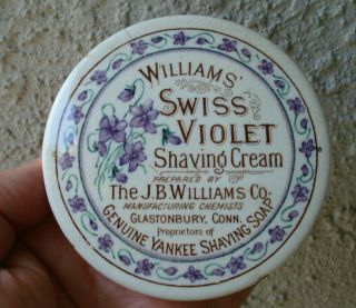 Antique,  Multi - Colored,  (c1870) J.  B.  Williams Co. ,  Shaving Cream Pot Lid