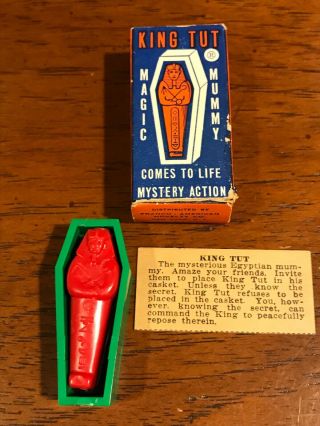 Vintage King Tut Magic Mummy With Instructions Green Coffin & Red Mummy