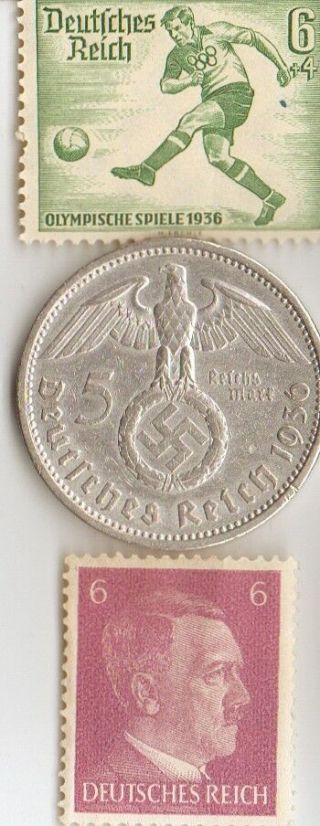 - German Olympic Stamp From 1936 And Silver Eagle (. 900,  29 Mm,  4016 Oz) Coin