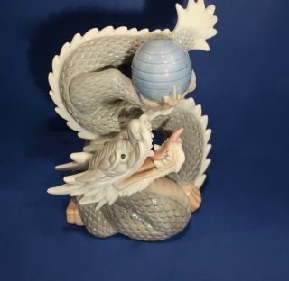 Vintage Porcelain Grey Asian Dragon Figurine Japan Yoshimi K Style 5 X 8 Fierce