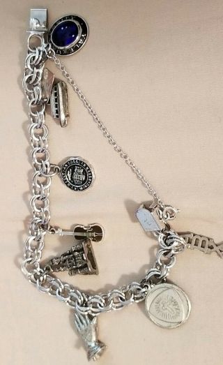 Vintage Sterling Silver Wells Bracelet With Eight (8) Charms Disney Castle
