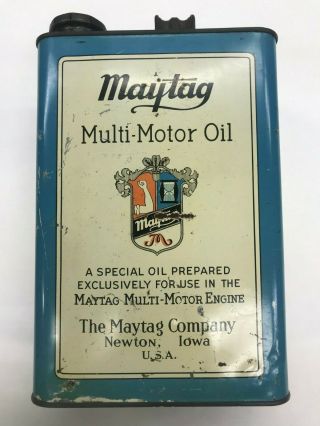 Vintage Maytag Multi - Motor Oil & Gas Fuel Mixing Can/Tin Gallon 5 2