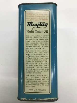 Vintage Maytag Multi - Motor Oil & Gas Fuel Mixing Can/Tin Gallon 5 3