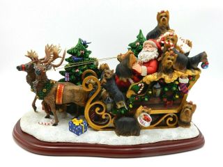 The Yorkie Christmas Sleigh By The Danbury 2004,  Lights Up,  Rare,  Retired