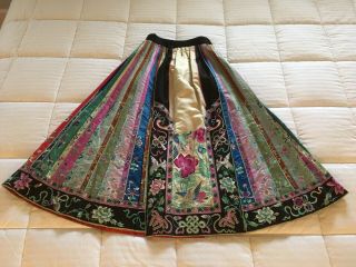 Antique Late 19th / 20th Qing Chinese Embroidered Silk Skirt
