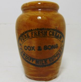 Small Cox & Sons Pure Fresh Cream Pot From Cardiff Milk Supply Co C1910