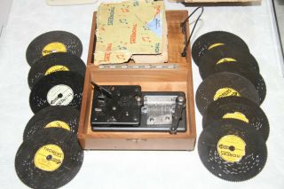 Vintage Thorens Music Box W/11 Discs 1940 