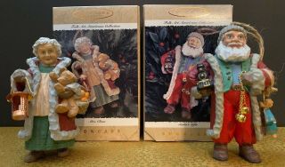 Hallmark Folk Art Americana Set Of 2 Mrs Claus And Santa 