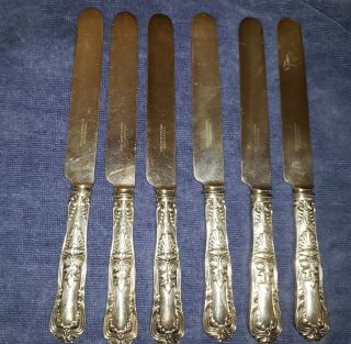 Set Of Six (6) Tiffany & Co Silverplate 1884 " Regent " 9 - Inch Blunt Dinner Knives