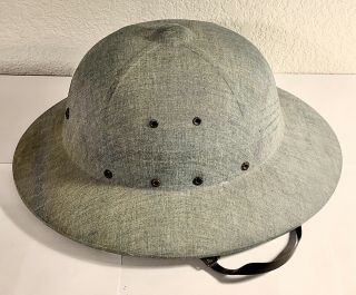 Vintage Fechheimer Bros Military Safari Pith Helmet With Leather Strap 1940 