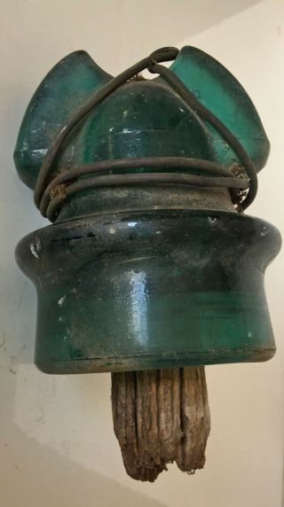 Dark Blue Green Cable Roman Helmet Glass Insulator Fresh Farm A Barn In Cass,  Wv