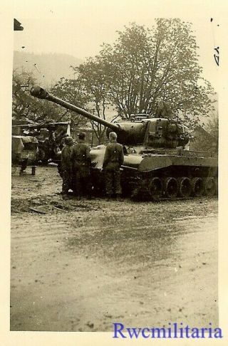 BEST US Tankers w/ M26 Pershing Tank in German Town; 1945 2