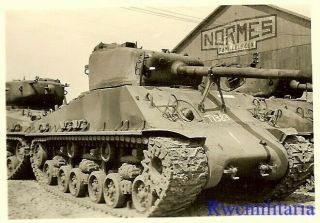 Best Us M4 Sherman Tanks Lined Up At Depot; Familleureux,  Belgium