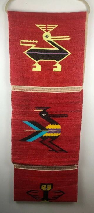 Vintage Mexican Otomi Embroidery Handmade Folk Art Table Runner 16” X 127 "
