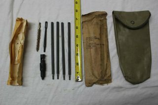 Us Military M1 Garand Rifle Buttstock Cleaning Kit Rod Brush Combo Tool Pouch