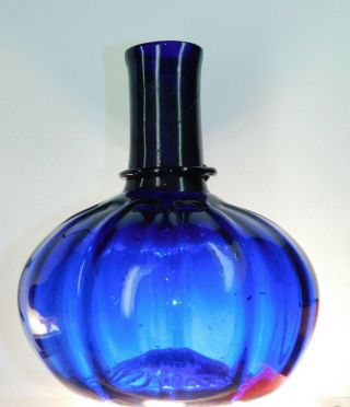 Antique Bottle Goldfields Rare Cobalt Blue Pumpkin Demijohn Bottle 1850 