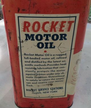 Vintage 2 Gallon Rocket Motor Oil Can 3