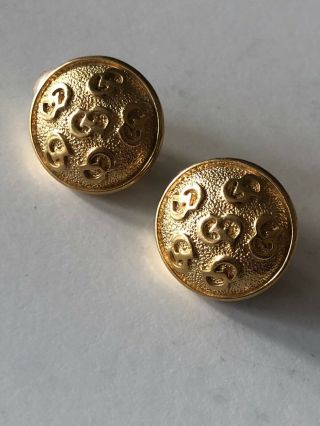 Vintage Christian Dior Cd Logo Gold Plated Clip On Earrings 2