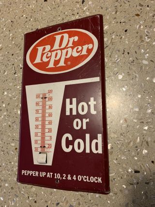 Vintage Dr.  Pepper Advertising Thermometer Sign 6 3/4 X 12 2