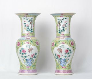 Fine Chinese Porcelain Fencai Yenyen Vases.  Republic Period.