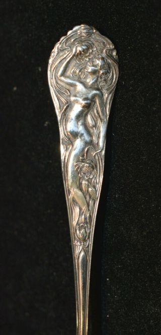 C1890 Sterling Souvenir Spoon Art Nouveau Nude Handle La Crosse Wi