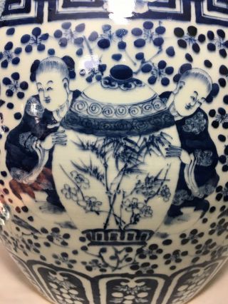 Large Chinese Antique Blue & White Porcelain Fish Bowl 3