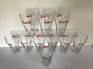 Vtg Coca Cola Coke 10 Glasses W/red Letter 16 Oz Bell Shape 6 " In Orig Box Euc