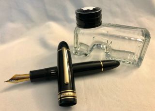 Vintage Montblanc Meisterstuck 149 Fountain Pen 18k Gold 4810 Nib Plus Inkwell