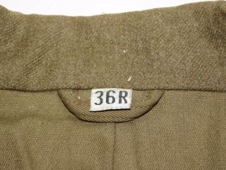 Vtg US Army Military WWII Green Wool Military Jacket Patches Badge Pins Size 36R 2