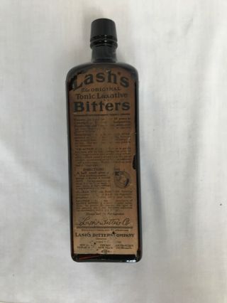 ANTIQUE BOTTLE OF LASH ' S BITTERS WITH 1919 WAR REVENUE STICKER 3