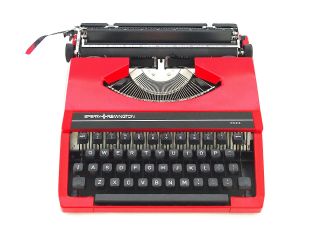 Sperry Remington Idool Typewriter,  Red Typewriter,  Revised Portable Typewriter
