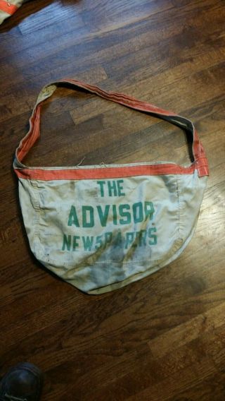 Vintage Metro Detroit The Advisor Newspaper Carrier Delivery Bag Paperboy