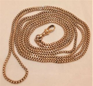 Victorian 9ct Rolled Gold Long Guard Or Muff Chain 52 In Belcher Link C 1890