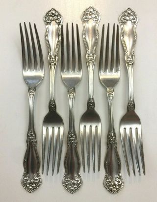 Wm Rogers & Son Aa Arbutus Bristol Silver Plate Flatware Forks 7 3/8 " Set Of 6