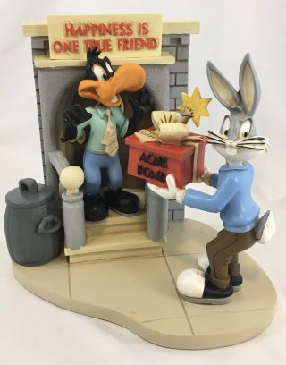 Daffy Duck Bugs Bunny Happiness Is One True Friend Statue Looney Tunes Acme Bomb