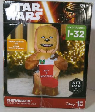 Disney Star Wars Chewbacca Inflatable 5ft Open Box Milk & Wookies