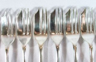 Set of 12 Antique Loxley Sheffield England M.  S.  Pastry Cake Forks 2