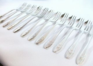 Set of 12 Antique Loxley Sheffield England M.  S.  Pastry Cake Forks 3