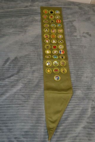 Vintage Bsa Boy Scouts Merit Badge Sash - - 37 Merit Badges - - 1960s
