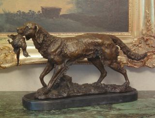 English Irish Gordon Red Setter Hunting Bird Gun Dog Bronze Marble Statue Trophy