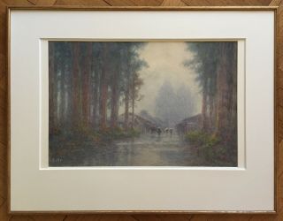 Japanese Artist Y.  Ito (yuhan Ito) Landscape Watercolor On Paper/ Frame